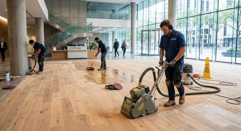 Our team working on Wood Floor Service projects in Lowell, MA