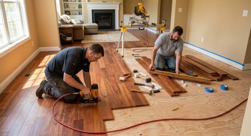 Cherry Floor Installation in Groveland, MA
