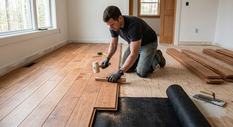 Cherry Floor Installation in Hollis, NH