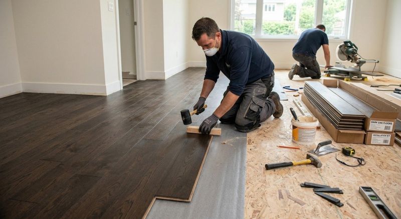 Dark Wood Floor Installation in Lowell, MA