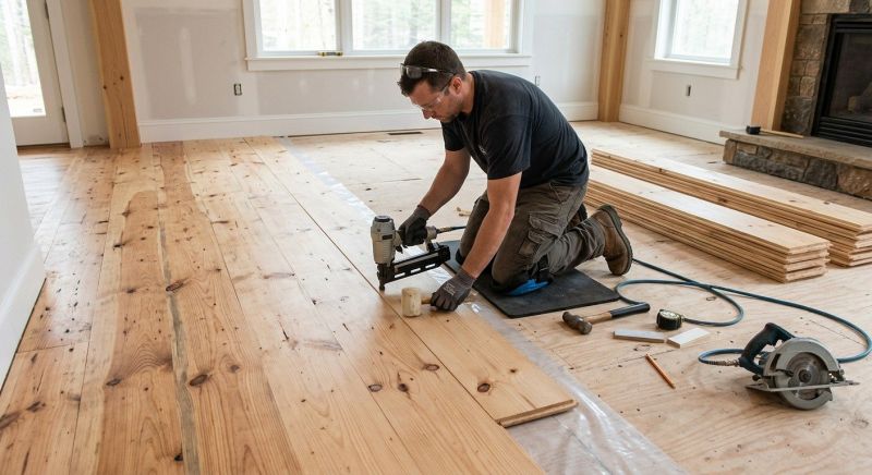 Pine Floor Installation in Lowell, MA